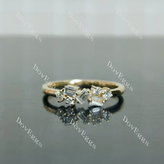 Doveggs round baguette moissanite/lab grown diamond accents wedding band-2mm band width
