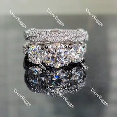 Doveggs round pave moissanite/lab grown diamond wedding band for women (wedding band only)-2.5mm band width