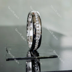 Doveggs round full eternity channel set moissanite/lab grown diamond wedding band-5.4mm band width