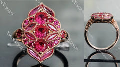 Doveggs round & marquise colored gem vintage wedding band