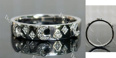 Doveggs star and moon round moissanite/lab grown diamond wedding band-3.5mm band width
