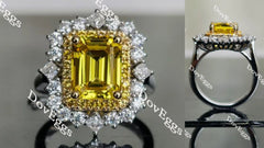 Doveggs emerald halo yellow sapphire colored gem engagement ring
