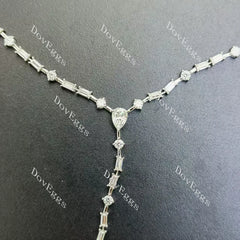 (18inch+4inch) Doveggs sterling silver emerald pear moissanite pendant necklace
