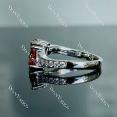 Doveggs Two heart half eternity pave colored gem engagement ring