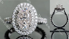 DovEggs double halo pave engagement ring semi-mount only(Exclusively to DovEggs Stones)