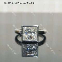 (size 7.5) Doveggs sterling silver pave emerald/princess moissanite ring
