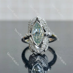 Doveggs 2ct Marquise Accident Color Light Blue Moissanite Stones Sterling Silver Ring