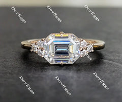 Doveggs emerald side stones moissanite engagement ring