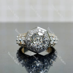 Doveggs Modified Octagon Halo 3/4 Eternity Lab Grown Diamond Engagement Ring