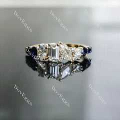 Doveggs art deco pave moissanite & colored gem wedding band-5.9mm band width