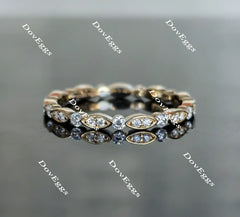 Doveggs round art deco full eternity moissanite/lab grown diamond wedding bands-1.8mm band width
