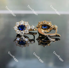Doveggs oval halo blue sapphire colored gem hoop earring