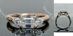 Doveggs emerald three-stones moissanite engagement ring