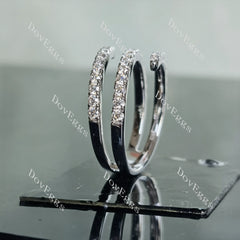 Doveggs round three line pave moissanite/lab grown diamond wedding band-5.3mm band width