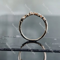 Doveggs round art deco leaf moissanite/lab grown diamond wedding band-1.8mm band width