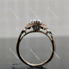 Doveggs Marquise Modified H&A cut vintage pave stones moissanite engagement ring