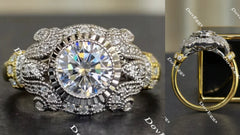 Doveggs round flower shape moissanite engagement ring