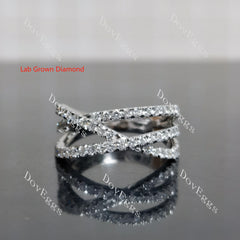 Doveggs round criss cross half eternity pave moissanite/ lab grown diamond wedding band-3.0mm band width