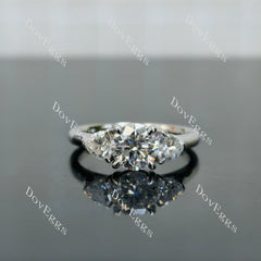Doveggs round three-stone moissanite engagement ring