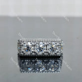 (size 6.5) Doveggs sterling silver round three stones moissanite ring