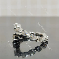 (size 5.5) Doveggs sterling silver 2 pcs pear moissanite wedding band