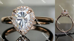 DovEggs paved halo pear moissanite engagement ring