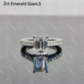 (size 4.5) Doveggs 2ct emerald moissanite sterling silver engagement ring