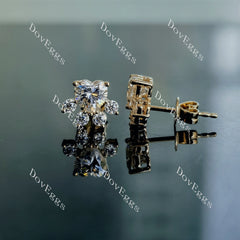 Doveggs pet paws heart moissanite stud earrings for women