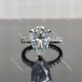 (size 6.5) Doveggs sterling silver 6ct pear pave moissanite engagement ring