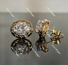 Doveggs flower shape oval moissanite stud earrings for women