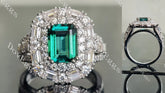 DovEggs emerald split shank double halo colored gem engagement ring