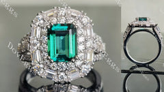DovEggs emerald split shank double halo colored gem engagement ring