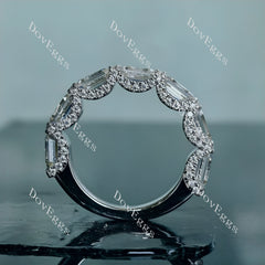 Doveggs emerald art deco pave moissanite/Lab grown diamond wedding band-2.5mm band width