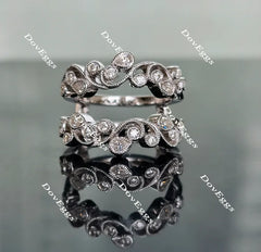 Doveggs art deco round pear moissanite/lab grown diamond enhancer-6.6mm band width