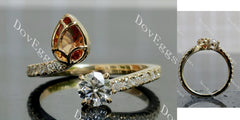 Fire Lotus Pear Round Pave Lab Grown Diamond Engagement Ring
