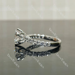 Doveggs Round Pave Half Eternity Lab Grown Diamond Engagement Ring