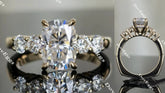 DovEggs cushion side stone moissanite engagement ring