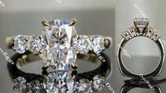 Doveggs side stone engagement ring only semi-mount only(Exclusively to DovEggs Stones)