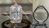 The Crystal halo moissanite engagement ring