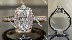 The Crystal halo moissanite engagement ring