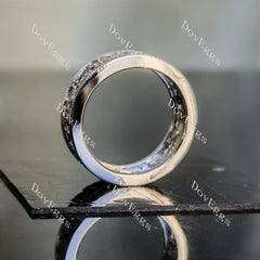 Doveggs round full eternity vintage moissanite/lab grown diamond wedding band-6.5mm band width