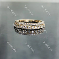 Doveggs round two pave moissanite/lab grown diamond wedding band-2.1mm band width