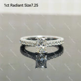 (size 7.25) Doveggs 1ct radiant moissanite sterling silver engagement ring