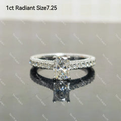 (size 7.25) Doveggs 1ct radiant moissanite sterling silver engagement ring