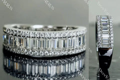 Doveggs half eternity channel set pave moissanite/lab grown diamond wedding band-3.0mm band width
