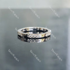 Doveggs round art deco moissanite/lab grown diamond wedding band-2.5mm band width