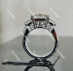 Doveggs radiant side stone halo moissanite engagement ring (engagement ring only)