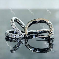 Doveggs round pave moissanite/lab grown diamond earrings