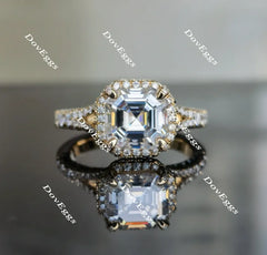 Bemyringsister three paved & halo engagement ring only semi-mount only(Exclusively to DovEggs Stones)
