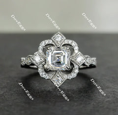 The aviator's floral Asscher moissanite engagement ring